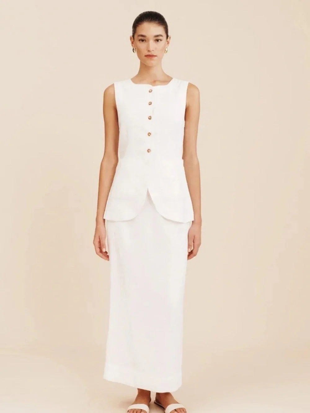 NWT POSSE Emma Linen Vest and Skirt Two-Piece Matching Set